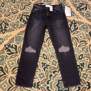 NWT Current/Elliott Vintage Ankle Crop Distressed Black Slim Stretch Jeans 26